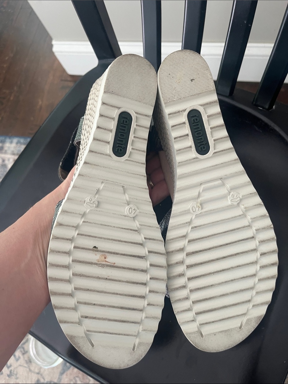 Remonte wedge espadrille Sandals Sz 40 gray, silver, tan European - Picture 6 of 8